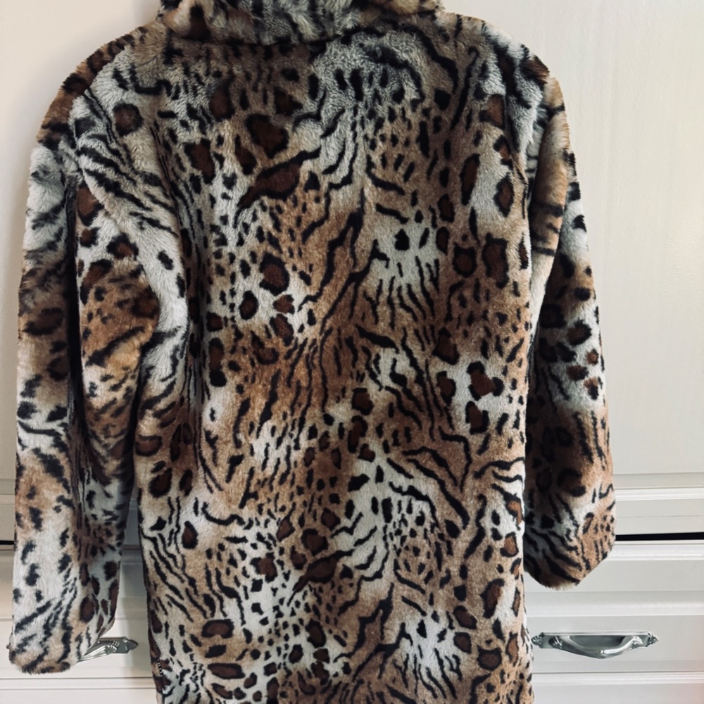Girls Faux Fur Coat, Size:12 (152) , Color:leopard - Picture 2 of 5